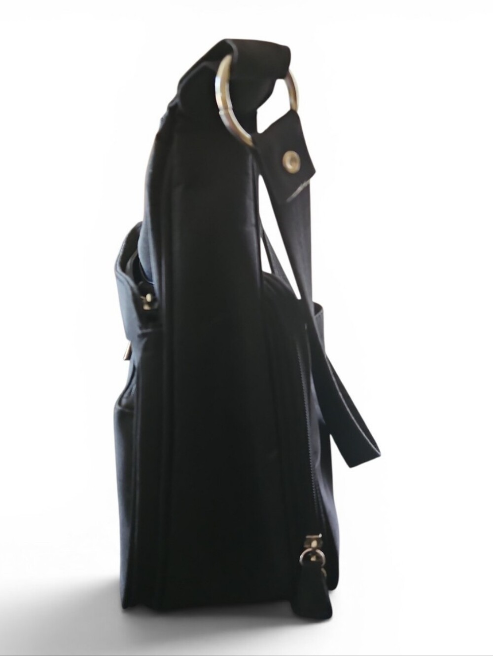 NY Collection Black Shoulder Bag with Silver Hardware - Picture 7 of 12